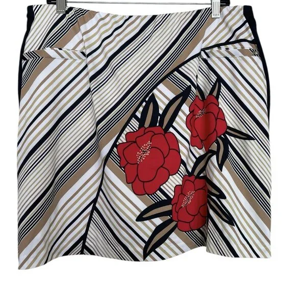 Tail Golf Skort Skirt Womens Size XL Stripe Blossom Floral Stretch Pockets - Picture 5 of 10